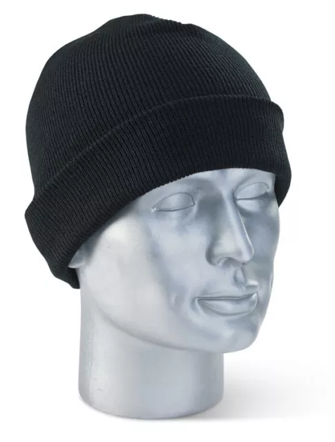 Unisex 3M Thinsulate Lined Warm Beanie Hat Winter Cold Black or Navy Blue