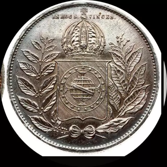Brazil 1851, 2000 reis, old world silver coin HIGH GRADE #4524 nice tone!!