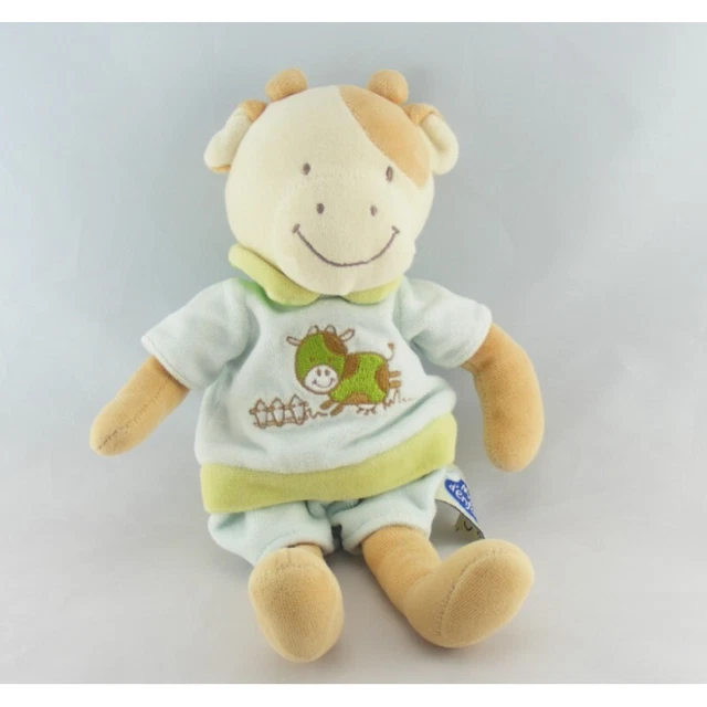 Doudou Vache bleu vert MOTS D'ENFANTS LOT DE 2 - 8442