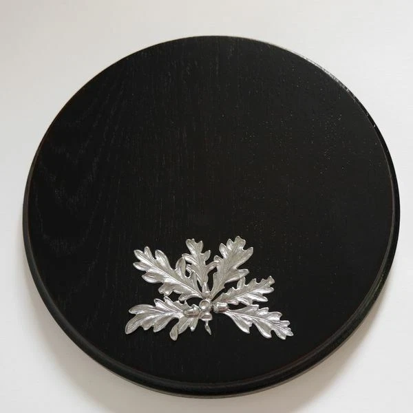 Placa de Jabalí Tablero Keiler Escudo Trofeo Redondo Oscuro Af 19cm Hoja Roble 2
