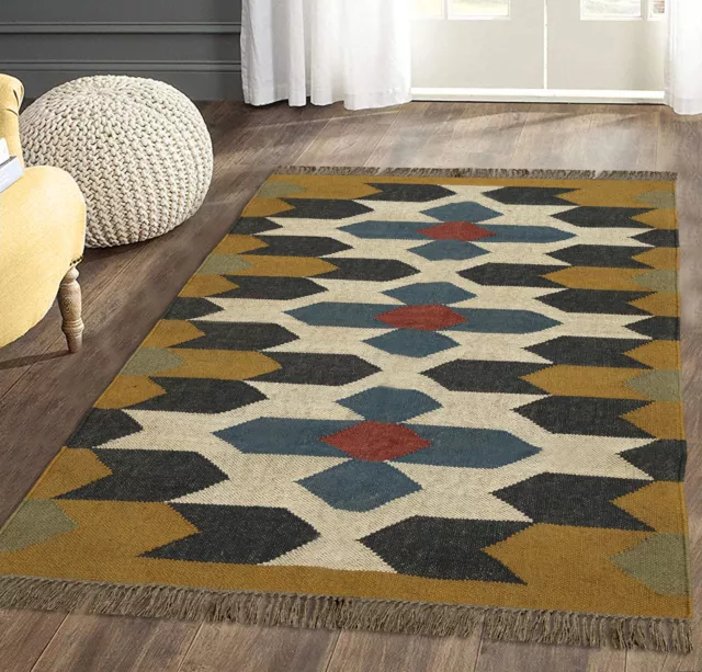 Handmad Natale Regalo Lana Iuta Kilim Soggiorno Area Tappeto Corridoio Marrone 2