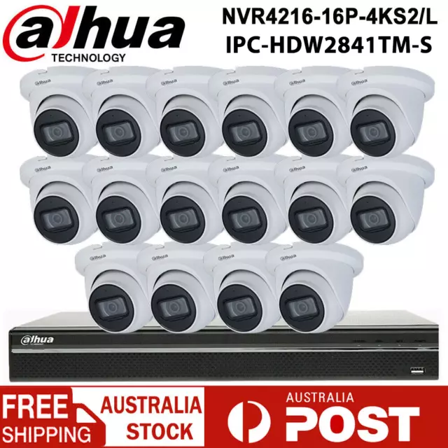 Dahua 16CH NVR 4K 8MP Security IP Camera CCTV System Wizsense SMD MIC POE Lot