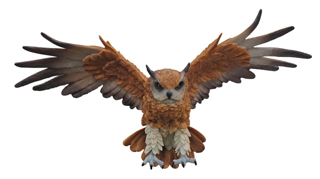 Dekofigur Eule fliegend Wanddeko 3D Tierfigur Greifvogel Uhu Vogeldeko Garten