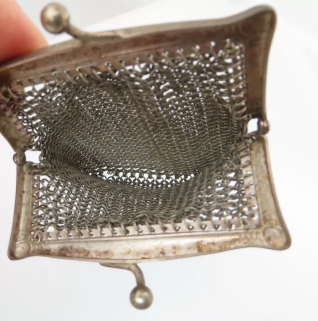 *As Found Condition* Small Silver Tone Mesh / Chain Purse - Chatelaine Interest? 3