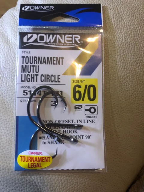 Owner Tournament Mutu Light Circle Hooks Sz 2 Model 5114t-091