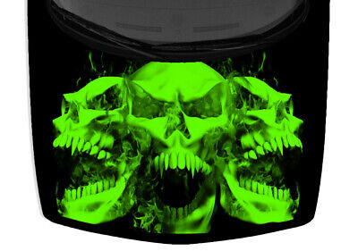 Green Black Fangs Flames Grunge Skulls Car Truck Vinyl Graphic Hood Wrap Decal