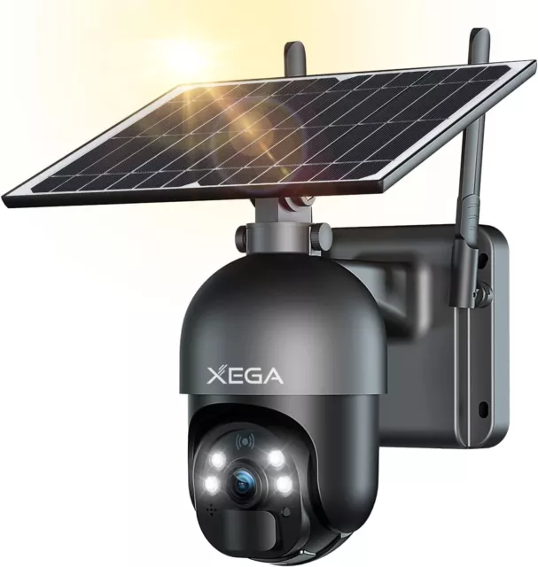 Xega 3G/4G LTE Cellular 2K HD Security Camera With SIM, Solar PTZ Camera