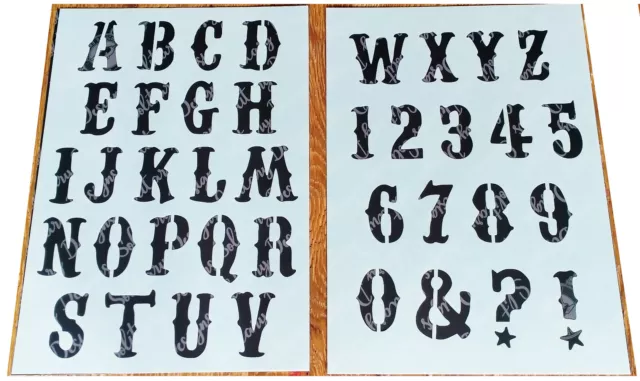 Stencil Circus style Numbers Alphabet plastic stencil shabby chic custom letter