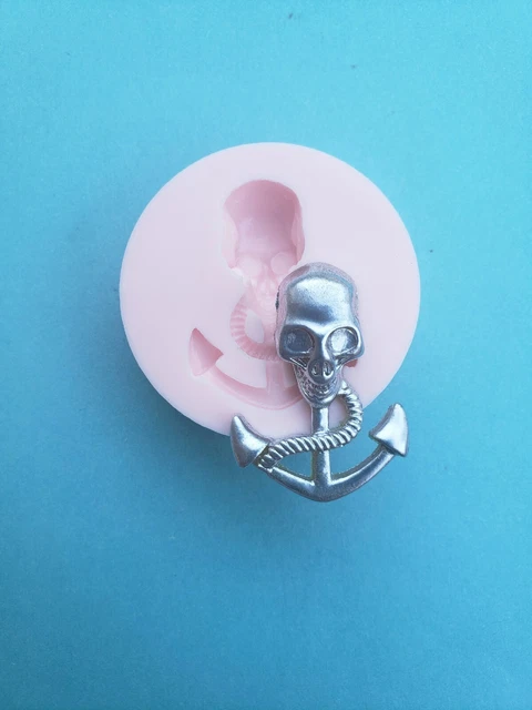 Skull Anchor Silicone Mold for Resin, Candy, Fondant, Embed, Soap, Jewelry, A266