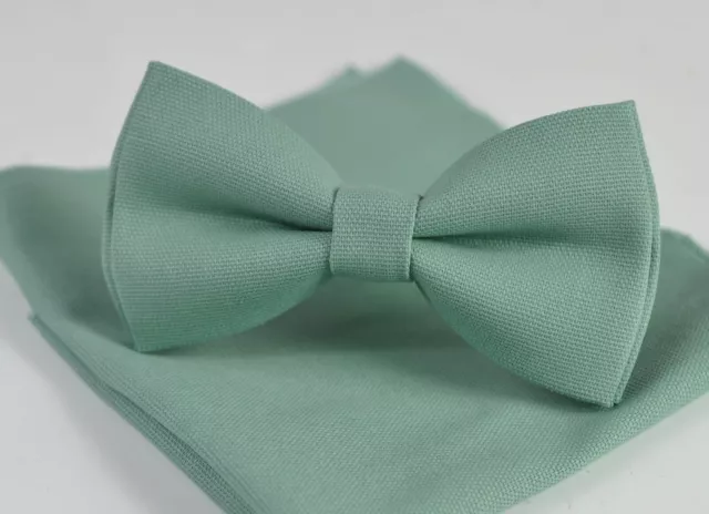 Sage Green Bow tie + Pocket Sqaure for Men / Youth / Boys Kids / Baby Todler