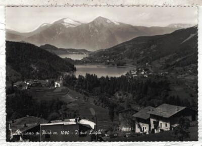 CARTOLINA COLORI TRENTINO ALTO ADIGE VEDUTA DEI DUE LAGHI ALTIPIANO DI PINE’ 