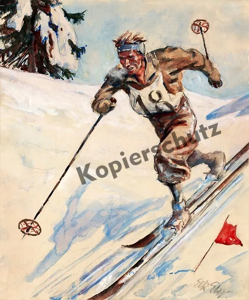 Elk Eber Ski Langlauf Telemark Garmisch-Partenkirchen Wintersport Olympia 1936