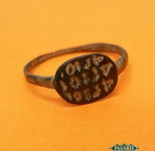 Rare Ancient Bronze Ring Amulet "Holy Holy Holy" 4th - 7th Century