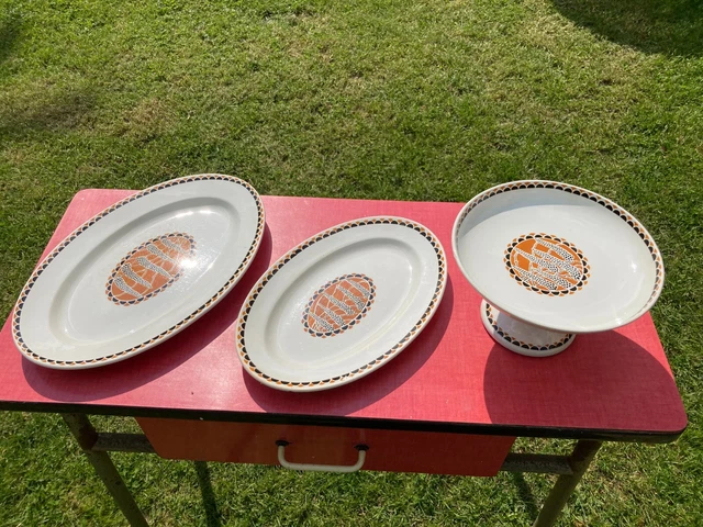 Lot De 3 Plats De Service En Faience De Sarreguemines Modele Nomeny