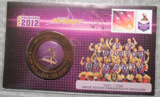 Australia 2012 NRL Premiers Melbourne Storm PNC  Large Medallion Medal