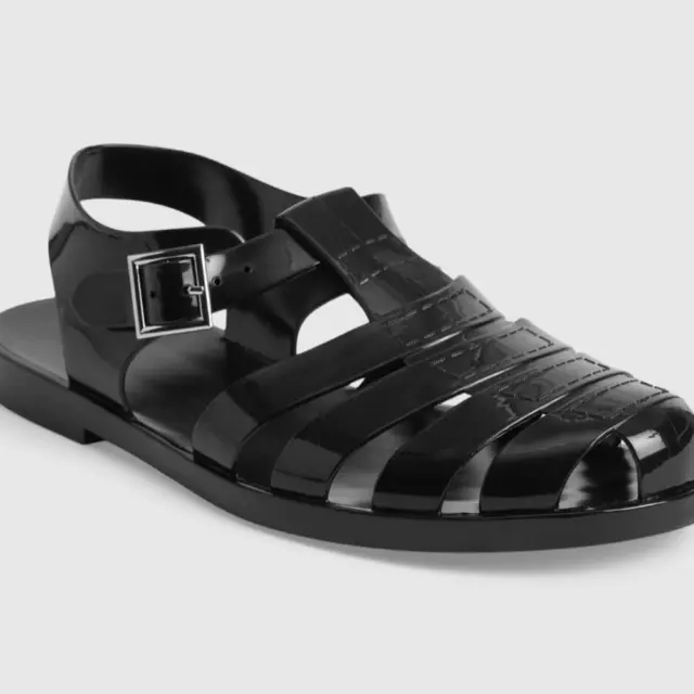 Gap Size 7 Black Caged Strappy Jelly Fishermen Sandals NWT