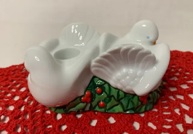 Two Turtle Doves Figurines Taper Candle Holder Avon Vtg 1993 Holiday Anniversary