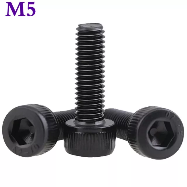 M5 - 0.8 Black 304 Stainless Steel Allen Hex Socket Head Cap Screws Bolts A2-70