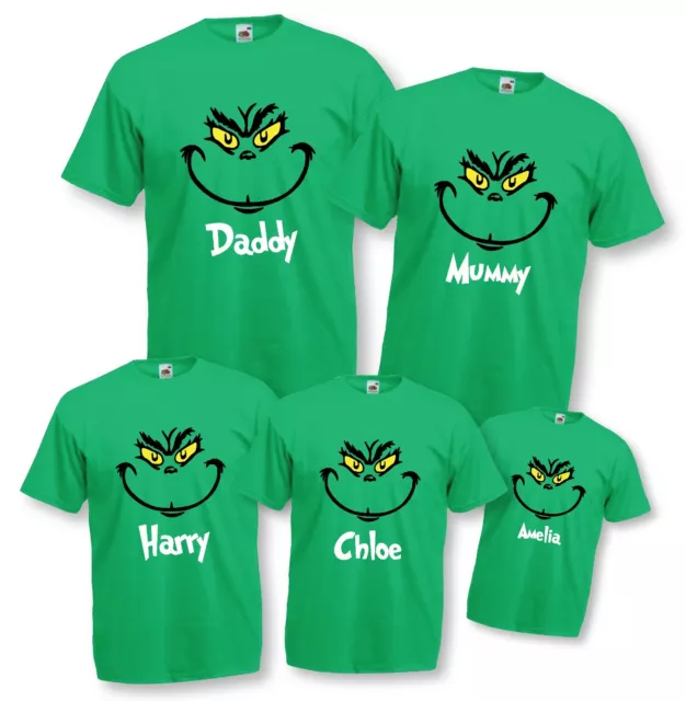 T-shirt top Natale Grinch adulti bambini personalizzata elfi famiglia abbinata Natale