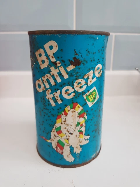 BP Antifreeze Oil Can Tin Display Garage Automobilia Petroliana Vintage