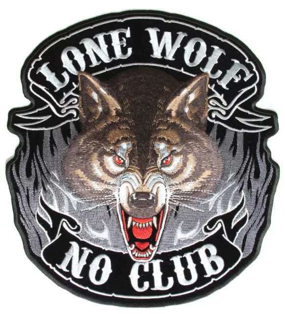 LONE WOLF NO CLUB Patch Aufnäher Aufbügler V2 Biker Chopper Motorrad Harley