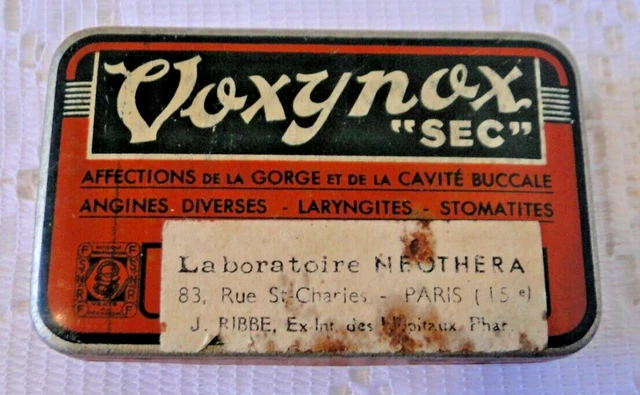 Antica Scatola Da Pastiglie Voxynox Secco Metallo Litografata