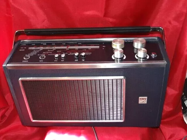 Rare Vintage 1970s HMV Diplomat 3-Band LW/MW/FM Portable Radio Receiver/ Working
