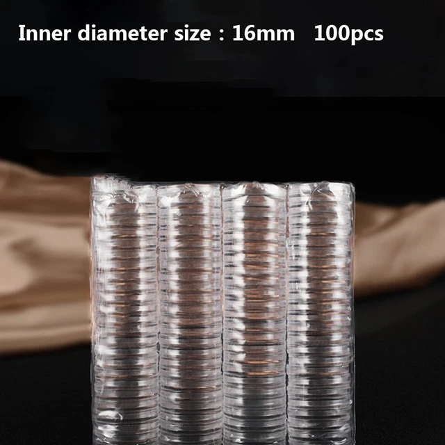100 Pcs Coin Holder Clear Capsules Storage Box Round Display Case Container Tool