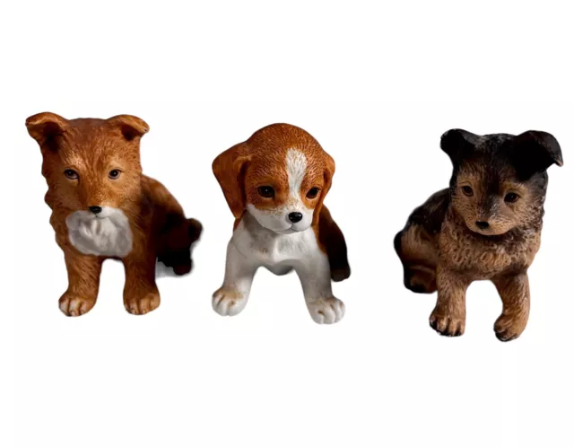 Vintage Homco Collie, Beagle And German Shepherd Puppy Dog Figurines Porcelain