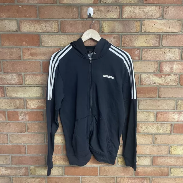 Womens adidas black & white stripe full zip hoodie size medium