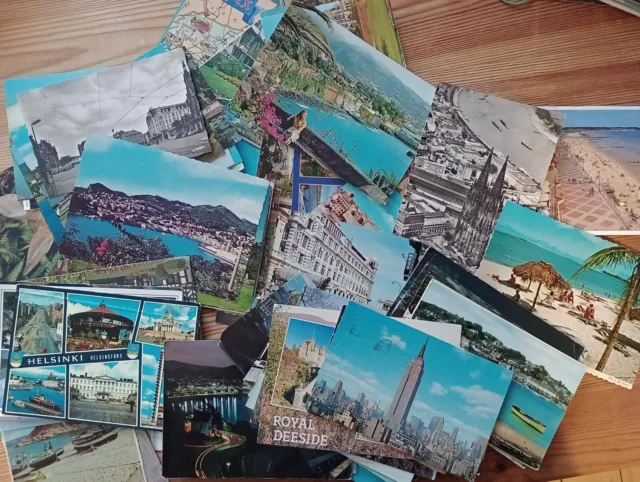 Postcards job lot USED   100 1950's to 1980's Mostly European Post-crossing