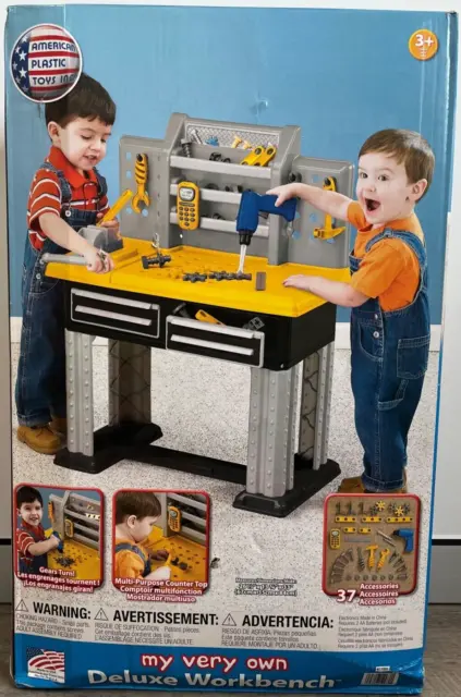 NEW AMERICAN PLASTIC TOYS KIDS MY VERY OWN DELUXE WORKBENCH 12980 (Damaged box)