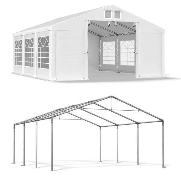 4x6m Partyzelt Pavillon Gartenzelt Festzelt 6x4 weiß DasCompany PVC S