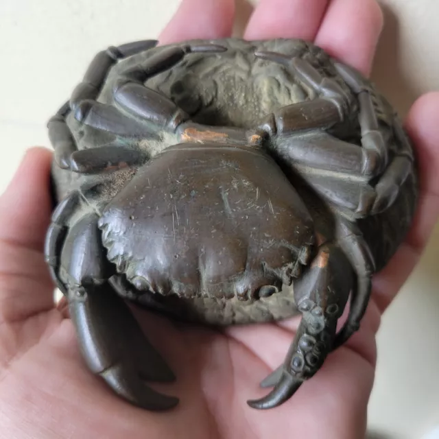 Antique Japanese Bronze Crab Sculpture Figure Statue Meiji Period 1800s RARE