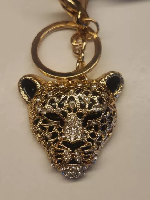 Crystal Leopard Keyring Crystal Rhinestone Keychain Women's Keychains Bling P...