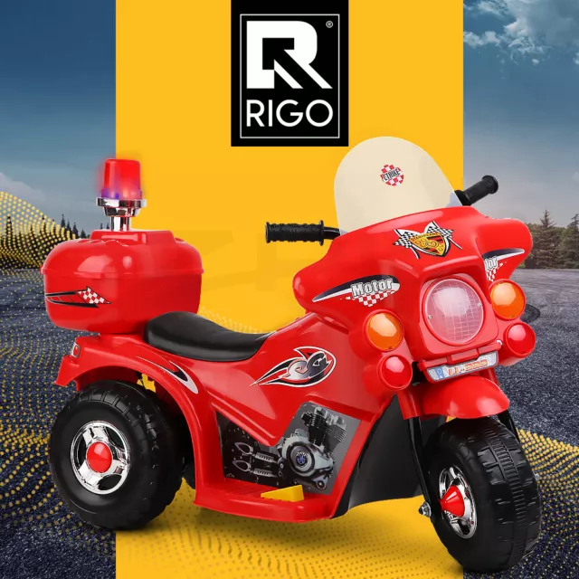 Rigo Kids Electric Ride On Police Motorcycle Motorbike 6V Battery Red