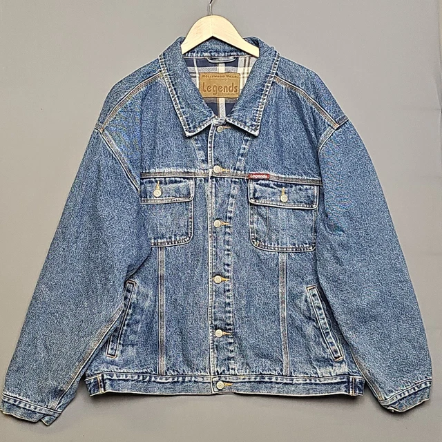 Giacca Hollywood Wear Uomo Large Blu Biker Casual Outdoor Retro Vintage Leggende