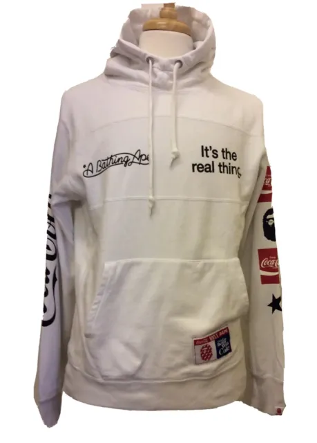 BAPE x Coca Cola Pullover Hoodie White Mens UK Size Large