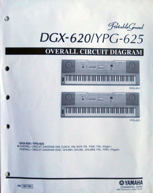 Yamaha DGX-620 YPG-625 Clavier Original Globale Circuit Diagrammes/Schematics