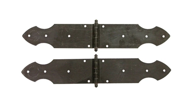 Antique Cast Iron Pair of Richards Wilcox Strap Door Hinges