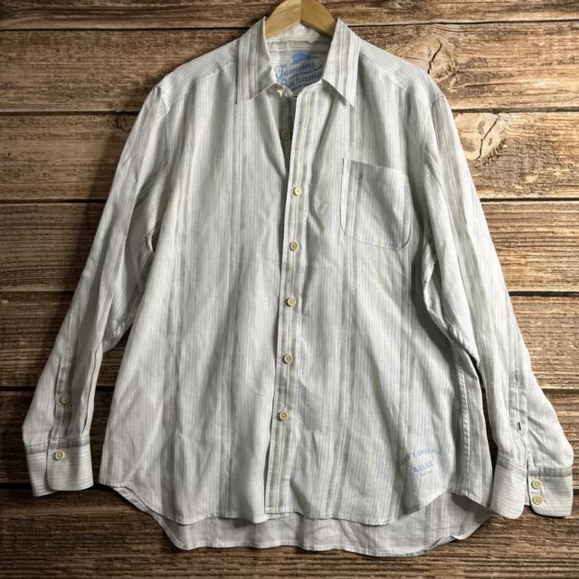 Tommy Bahama Linen Shirt Mens Large Striped Long Sleeve Button Up Relax Beach