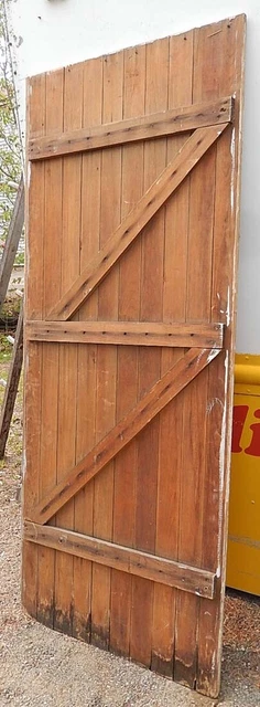 Single Cross-Hatch Antique Wooden Door Chippy White Paint / Unpainted Table Top