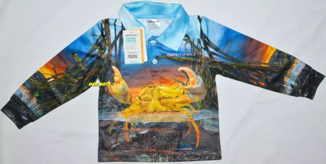 BNWT - Samaki Mud Crab Fishing Shirt Youth Long Sleeve Jersey - Size: 2