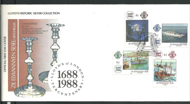 1088/Seychellen Äußere FDC ETB 1988 154-157 Schiffe Boote