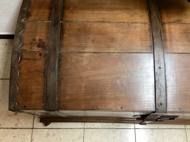 Antike Runddeckeltruhe Kirschbaum massiv um 1800 Deutsch