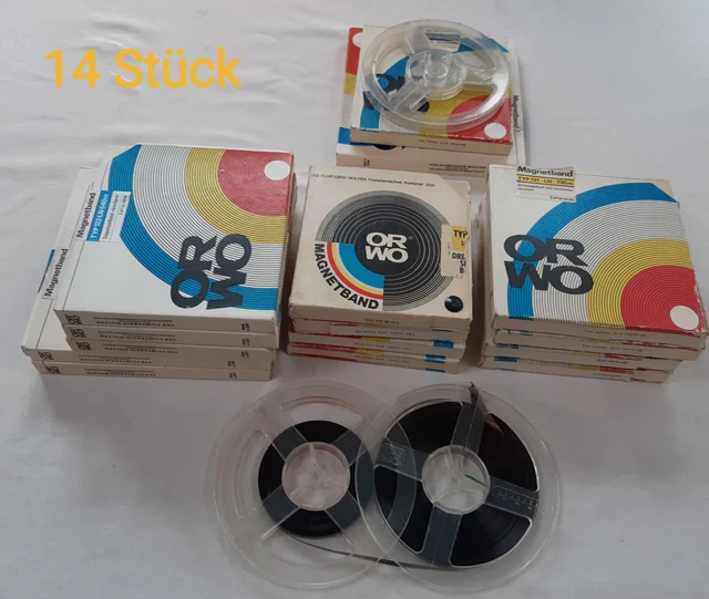 14 MAGNET-TON BÄNDER/ORWO DDR Zeit,Gebraucht,bespielt mit Musik 70 ...