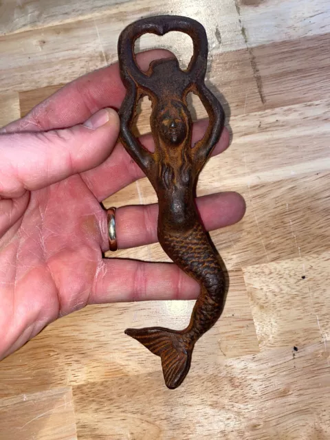 Mermaid Bottle Opener Partial Nude NSFW Man Cave Cast Iron Patina 1/2LB+ GIFT