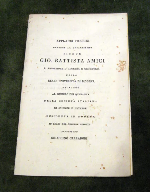 1819 Applausi Poetici Offerti...gio. Battista Amici - Modena