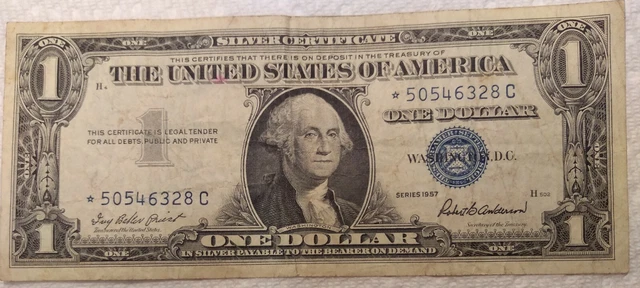 Star Note * 1957 $1 Dollar Bill Silver Certificate Blue Seal Note