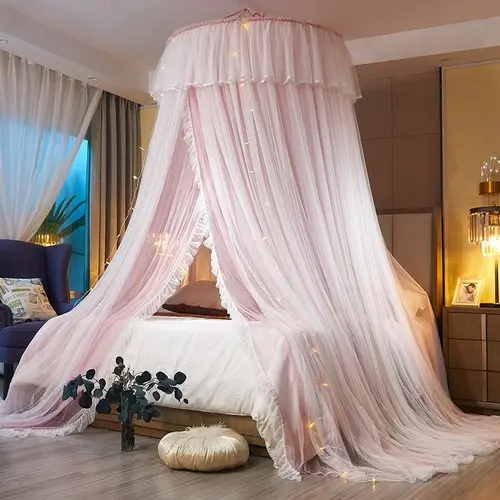 Cama para niños dosel funda mosquitera cortina romántica cúpula redonda tienda de algodón
